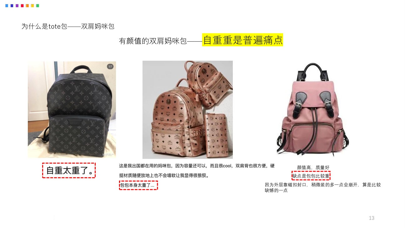 双肩妈咪包自重痛点